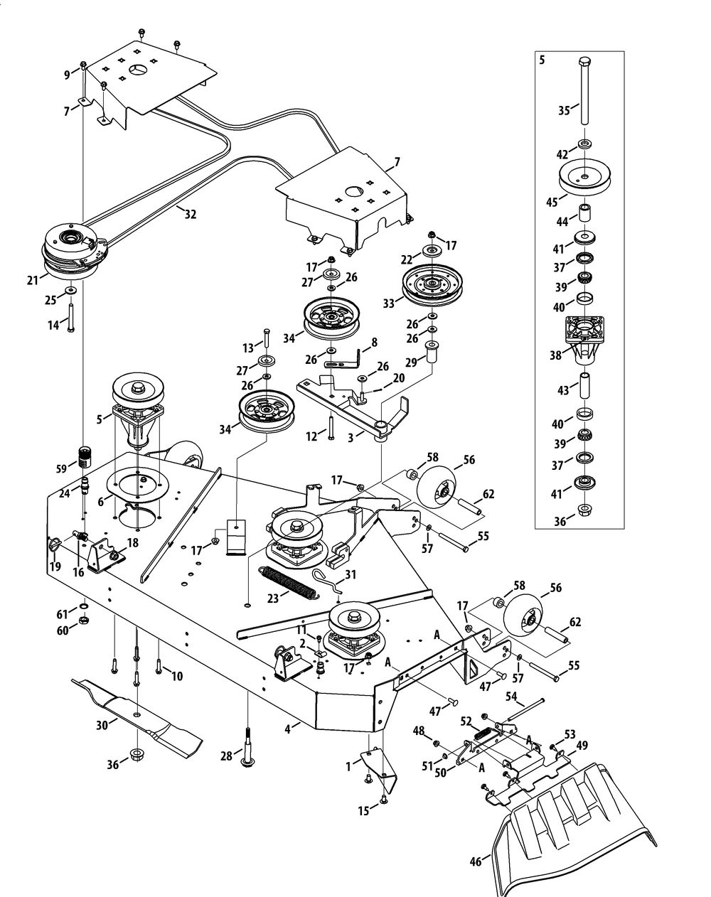 Mower Deck 54-Inch Diagram and Parts List for Z-FORCEL54 (17BSDALC010)(2015) Cub Cadet Lawn Tractor